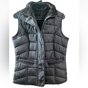 Barbour Defender Land Rover Quilted Vest Women Sz 8 Chocolate Brown Fur Lined